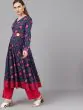 Navy Blue Magenta Bandhani Printed Anarkali