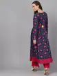 Navy Blue Magenta Bandhani Printed Anarkali