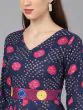 Navy Blue Magenta Bandhani Printed Anarkali