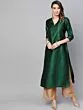 Green Gold Self Designed Straight Kurta
