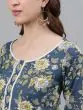 Blue Floral Printed Straight Kurta