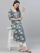 Blue Floral Printed Straight Kurta
