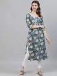 Blue Floral Printed Straight Kurta