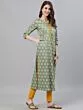 Green Ikat Printed Straight Kurta