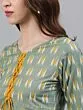 Green Ikat Printed Straight Kurta