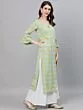 Green & Yellow Floral Printed Straight Kurta