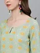 Green & Yellow Floral Printed Straight Kurta