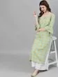 Green & Yellow Floral Printed Straight Kurta