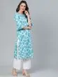 Blue Animal Printed Straight Kurta