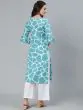 Blue Animal Printed Straight Kurta