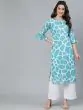 Blue Animal Printed Straight Kurta