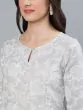 Grey & White Printed Straight Kurta