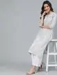 Grey & White Printed Straight Kurta