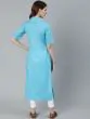 Turquoise Blue Solid Straight Kurta