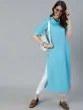 Turquoise Blue Solid Straight Kurta
