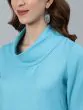 Turquoise Blue Solid Straight Kurta