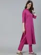 Magenta Solid Straight Kurta
