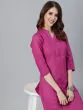 Magenta Solid Straight Kurta