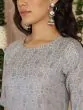 Grey & Blue Brocade Woven Design A-Line Kurta
