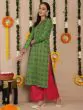 Green & Pink Bandhani Printed Straight Kurta
