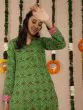 Green & Pink Bandhani Printed Straight Kurta