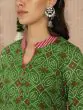 Green & Pink Bandhani Printed Straight Kurta
