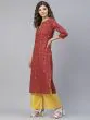 Red & Yellow Patola Printed Straight Kurta