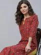 Red & Yellow Patola Printed Straight Kurta