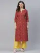 Red & Yellow Patola Printed Straight Kurta