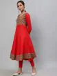 Red & Green Patola Printed Flared Anarkali