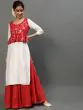 Red & White Gold Printed Kurta With Jacket