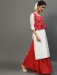 Red & White Gold Printed Kurta With Jacket