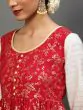 Red & White Gold Printed Kurta With Jacket