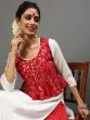 Red & White Gold Printed Kurta With Jacket