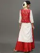 Red & White Gold Printed Kurta With Jacket