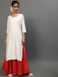 Red & White Gold Printed Kurta With Jacket