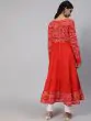 Red & White Bandhani Printed Tiered Anarkali