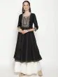 Black Embroidered Yoke Design Flared Anarkali