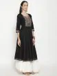 Black Embroidered Yoke Design Flared Anarkali
