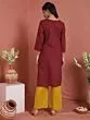 Maroon Embroidered Straight Kurta