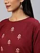 Maroon Embroidered Straight Kurta