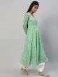 Green & Red Floral Printed Anarkali Kurta