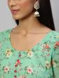 Green & Red Floral Printed Anarkali Kurta
