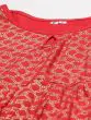 Red Gold Printed Anarkali With Jacket