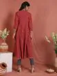 Red Bandhani Printed Lace Yoke Design Anarkali
