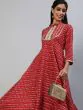 Red Bandhani Printed Lace Yoke Design Anarkali