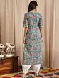 Green & Red Floral Printed Straight Kurta With Yoke Lace Details