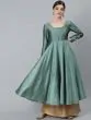 Green Dobby Woven Design Flared Anarkali