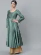 Green Dobby Woven Design Flared Anarkali