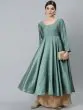 Green Dobby Woven Design Flared Anarkali